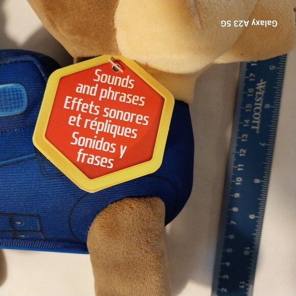 Paw Patrol Chase Plush Toy With Sounds & Phrases 10" Brown & Blue Polyester For - Picture 5 of 7